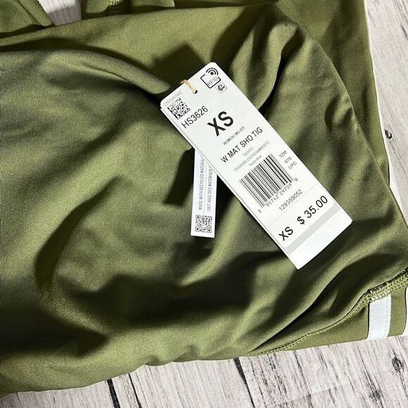 Adidas Aeroready Women's Athletic High Waist Green Yoga Shorts Size XS NWT - Picture 2 of 6